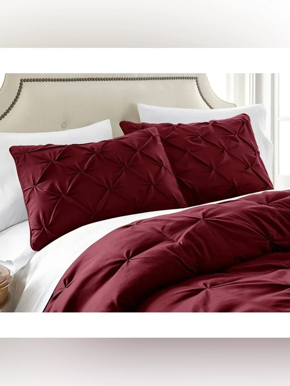 Burgundy Pintuck king 3 piece Comforter set